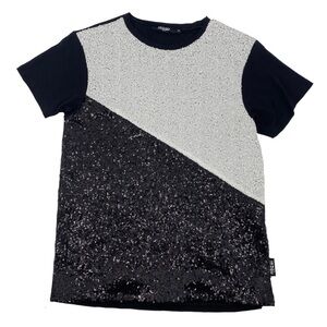 Jaded London Black & White Sequin Oversized T Shirt Punk Indie Sleeze